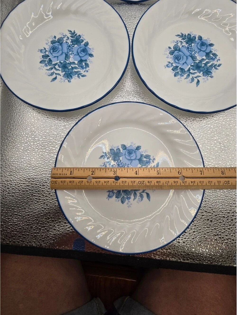 Corelle Blue Velvet Rose Floral bread plates Plates Set of 4